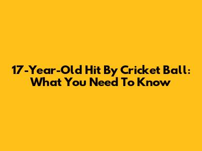 17-Year-Old Hit By Cricket Ball: What You Need To Know