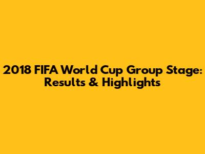 2018 FIFA World Cup Group Stage: Results & Highlights