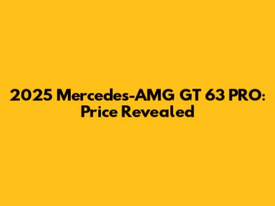 2025 Mercedes-AMG GT 63 PRO: Price Revealed