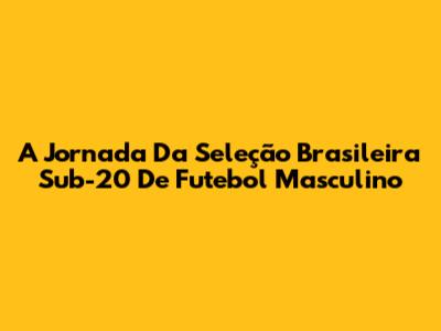 A Jornada Da Seleção Brasileira Sub-20 De Futebol Masculino