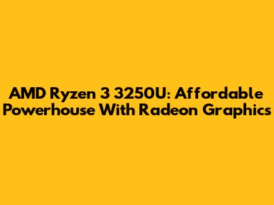 AMD Ryzen 3 3250U: Affordable Powerhouse With Radeon Graphics