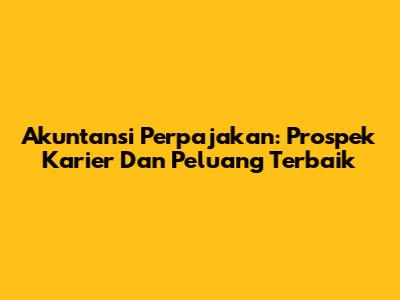 Akuntansi Perpajakan: Prospek Karier Dan Peluang Terbaik