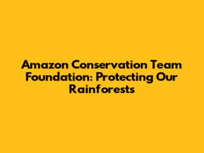 Amazon Conservation Team Foundation: Protecting Our Rainforests