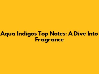 Aqua Indigo's Top Notes: A Dive Into Fragrance