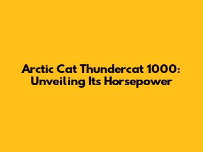 Arctic Cat Thundercat 1000: Unveiling Its Horsepower