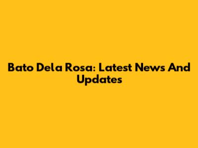 Bato Dela Rosa: Latest News And Updates