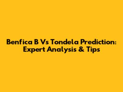 Benfica B Vs Tondela Prediction: Expert Analysis & Tips
