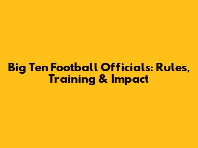 Big Ten Football Officials: Rules, Training & Impact