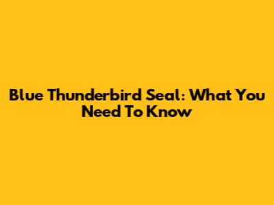 Blue Thunderbird Seal: What You Need To Know