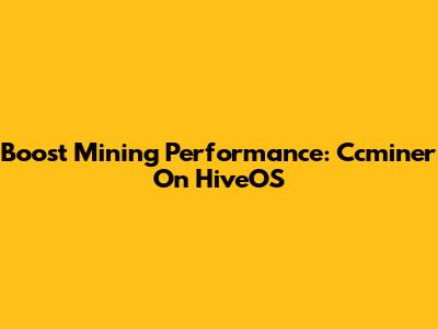 Boost Mining Performance: Ccminer On HiveOS