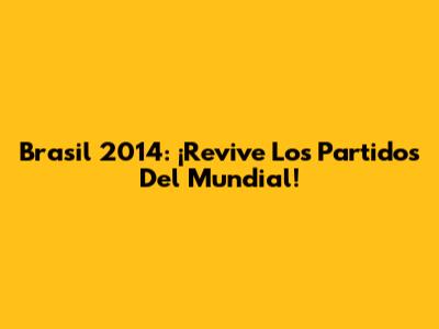 Brasil 2014: ¡Revive Los Partidos Del Mundial!