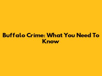 Buffalo Crime: What You Need To Know