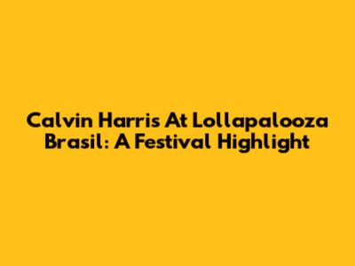 Calvin Harris At Lollapalooza Brasil: A Festival Highlight
