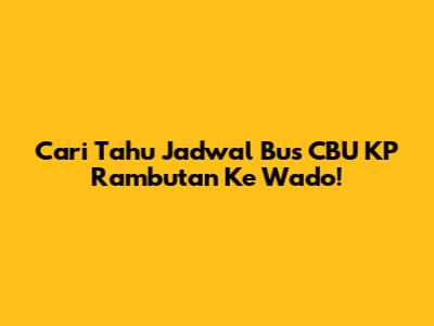 Cari Tahu Jadwal Bus CBU KP Rambutan Ke Wado!