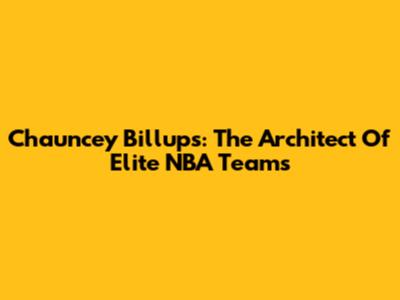 Chauncey Billups: The Architect Of Elite NBA Teams