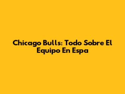 Chicago Bulls: Todo Sobre El Equipo En Espa

