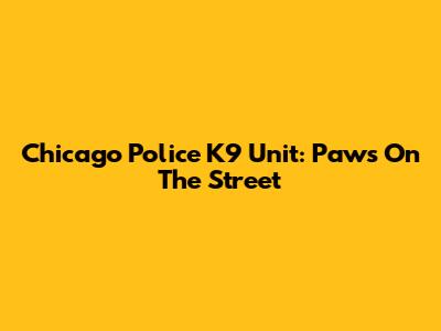 Chicago Police K9 Unit: Paws On The Street