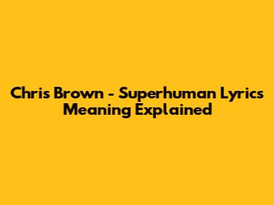 Chris Brown - Superhuman Lyrics Meaning Explained