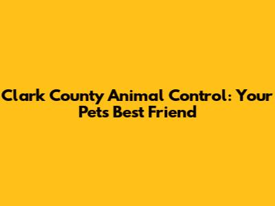 Clark County Animal Control: Your Pet's Best Friend