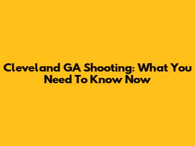 Cleveland GA Shooting: What You Need To Know Now