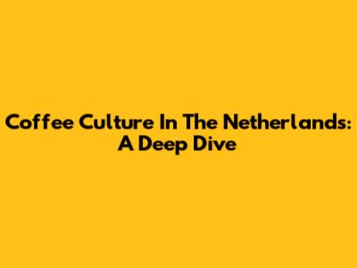 Coffee Culture In The Netherlands: A Deep Dive