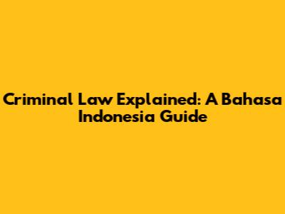 Criminal Law Explained: A Bahasa Indonesia Guide