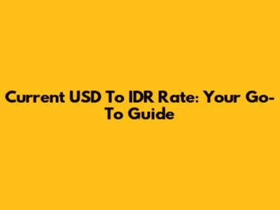 Current USD To IDR Rate: Your Go-To Guide