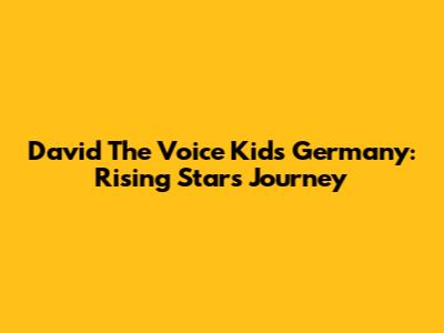 David The Voice Kids Germany: Rising Star's Journey