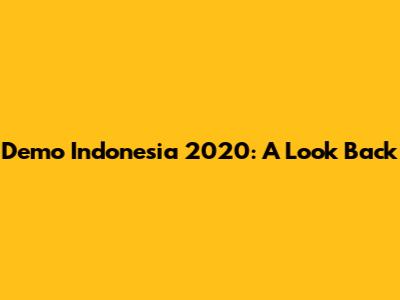 Demo Indonesia 2020: A Look Back