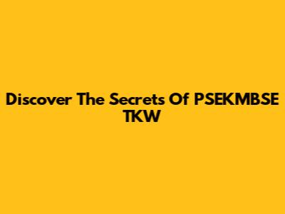 Discover The Secrets Of PSEKMBSE TKW