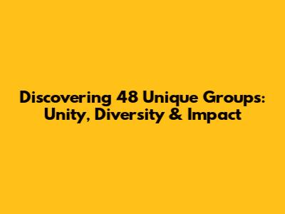 Discovering 48 Unique Groups: Unity, Diversity & Impact