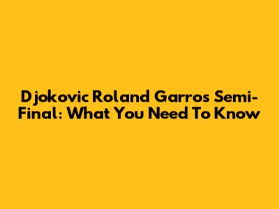 Djokovic Roland Garros Semi-Final: What You Need To Know