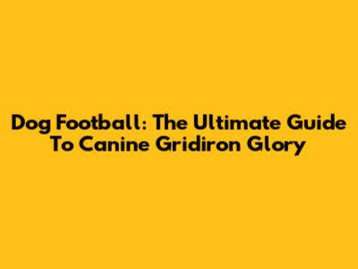 Dog Football: The Ultimate Guide To Canine Gridiron Glory