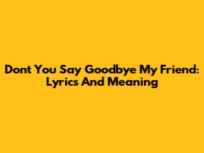 Don't You Say Goodbye My Friend: Lyrics And Meaning