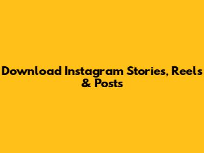 Download Instagram Stories, Reels & Posts