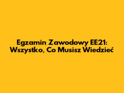 Egzamin Zawodowy EE21: Wszystko, Co Musisz Wiedzieć