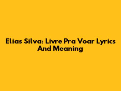 Elias Silva: Livre Pra Voar Lyrics And Meaning