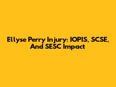 Ellyse Perry Injury: IOPIS, SCSE, And SESC Impact