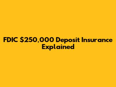 FDIC $250,000 Deposit Insurance Explained