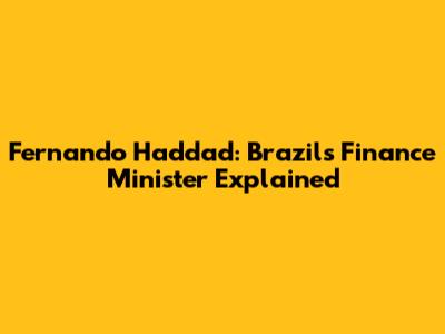 Fernando Haddad: Brazil's Finance Minister Explained