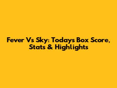 Fever Vs Sky: Today's Box Score, Stats & Highlights