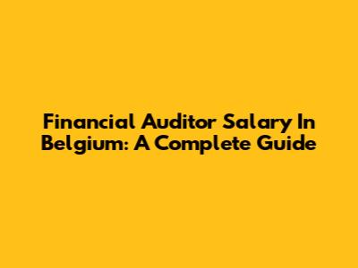 Financial Auditor Salary In Belgium: A Complete Guide