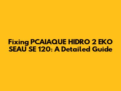 Fixing PCAIAQUE HIDRO 2 EKO SEAU SE 120: A Detailed Guide