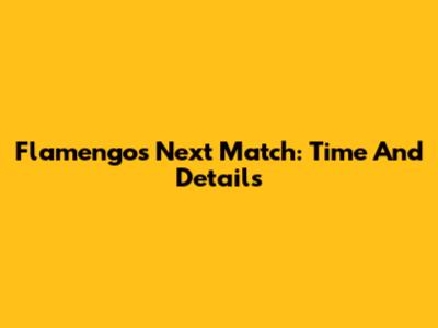 Flamengo's Next Match: Time And Details