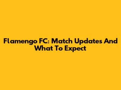 Flamengo FC: Match Updates And What To Expect