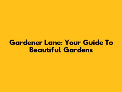 Gardener Lane: Your Guide To Beautiful Gardens
