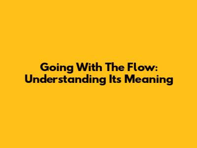 Going With The Flow: Understanding Its Meaning