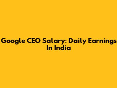 Google CEO Salary: Daily Earnings In India