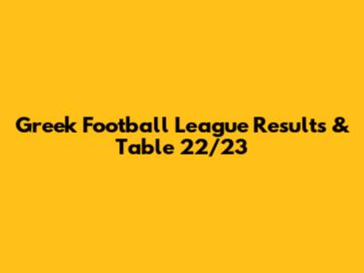 Greek Football League Results & Table 22/23