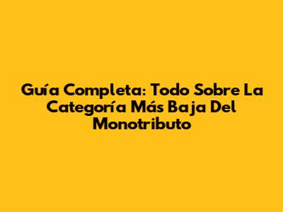 Guía Completa: Todo Sobre La Categoría Más Baja Del Monotributo